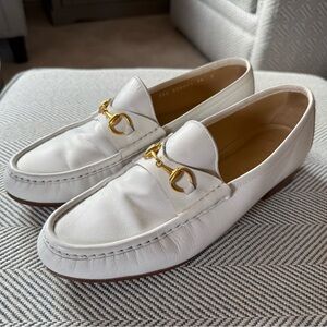 Gucci white horsebit loafers